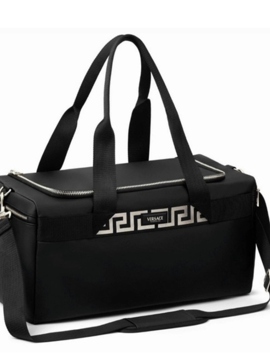 Versace Other - Versace Black Duffel with White Greek Key Detail